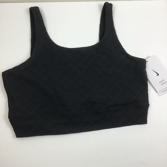 Nike Black Yoga Luxe Women's Cropped Jacquard Tank Bra Medium - Picture 4 of 10